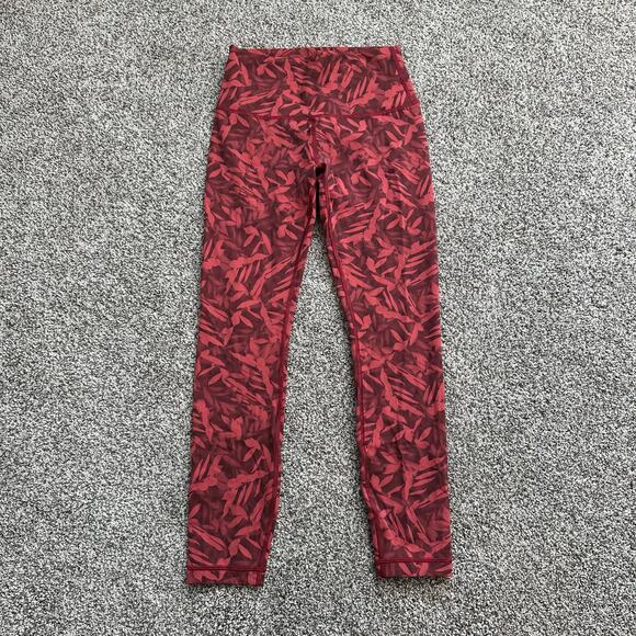 Lululemon pink & maroon floral leggings size 6 - Picture 2 of 9